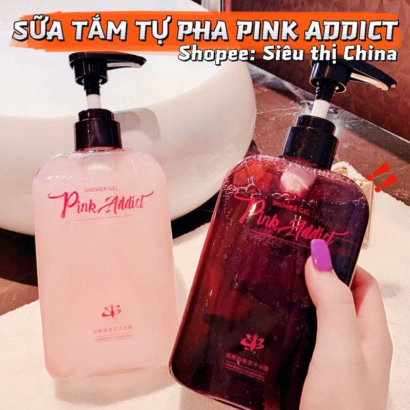 CHÍNH HÃNG Set Sữa Tắm Tạo Bọt Tự Pha Hương Nước Hoa PINK ADDICT 420ML Kèm 2 Ống Tinh Chất VITAMIN Trắng Da | BigBuy360 - bigbuy360.vn