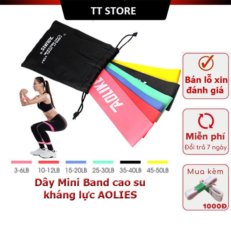 Dây Kháng Lực Mini Band Tập Mông, Chân, Đùi, Dây Đàn Hồi Kháng Lực Ngũ Sắc Power Band.