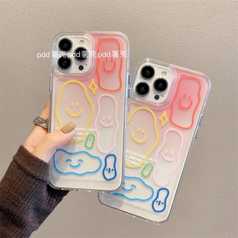 Ốp điện thoại bảo vệ toàn diện in hình biểu tượng cảm xúc thích hợp cho 14/ 13 Promax 12/11pro XR/ XS 7/ 8Plus HMWP