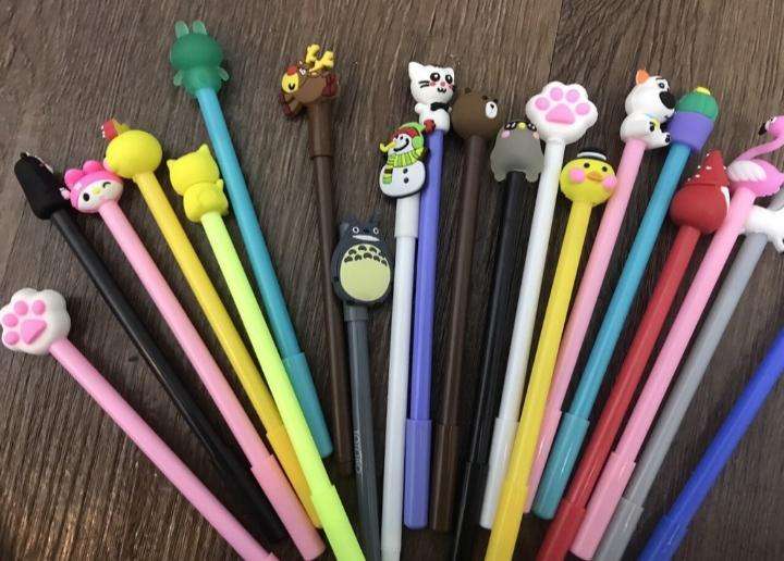 Set 20 bút bi nước hình thú cute, nhiều màu, hình dáng đáng yêu, tặng kèm túi zip