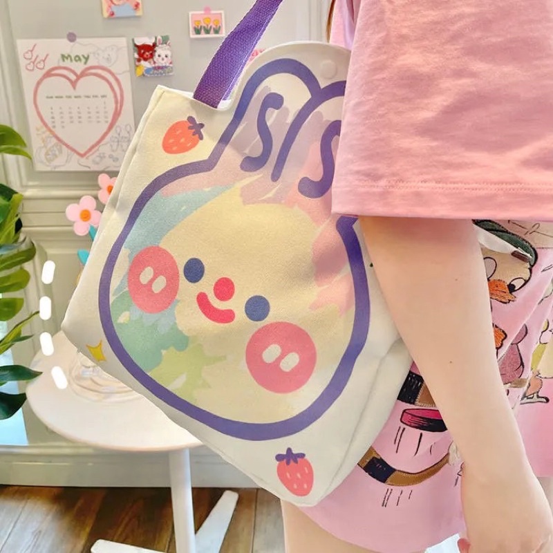🎀"Walnut Box" Cute Rabbit Canvas Bag Super Large Capacity Women's Bag