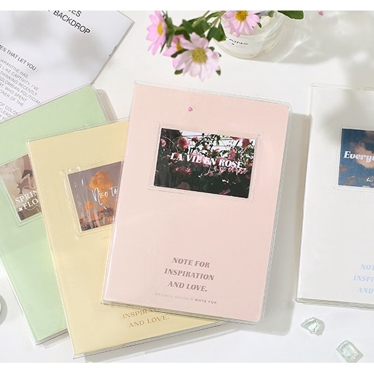 Sổ Tay Cơ Bản Note For Inspration And Love Ruột Grid Ô Vuông Màu Pastel Bìa Bao PVC