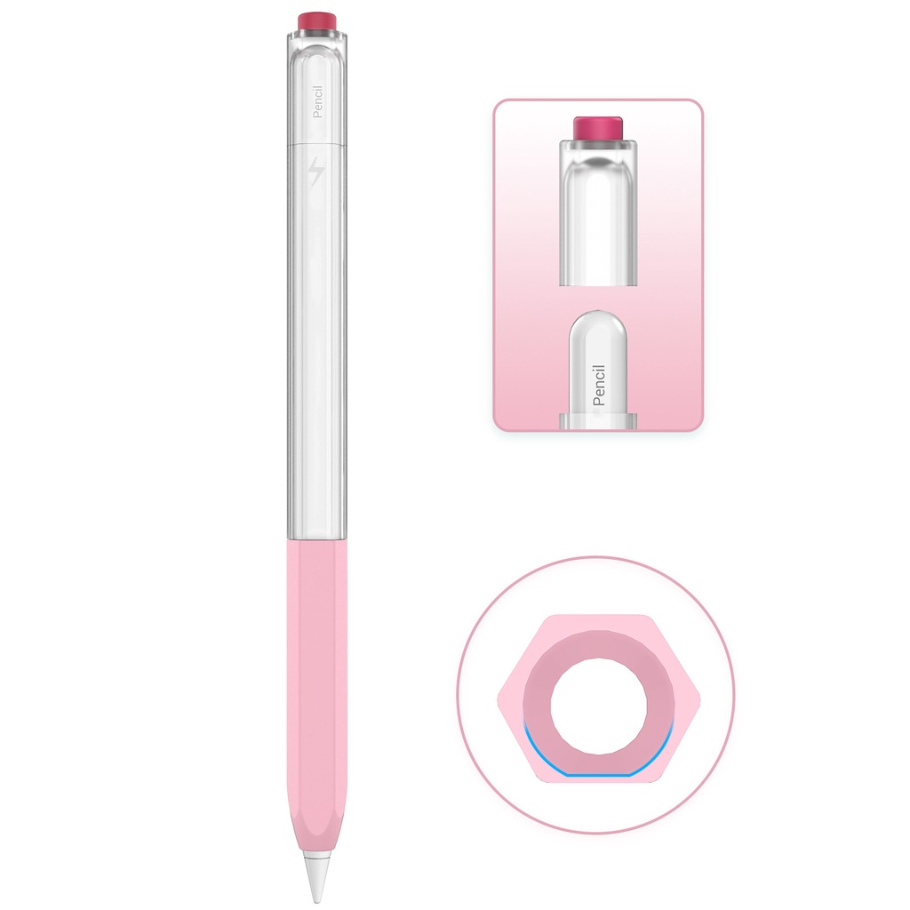 Vỏ Bọc Bút Cảm Ứng Bằng Silicon Trong Mờ Hình Lục Giác Cho Apple Pencil Thế Hệ 2