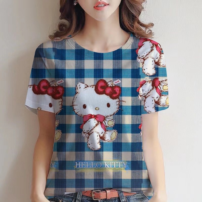 Áo Thun Nữ Tay Ngắn In Hình Hello Kitty Thời Trang
