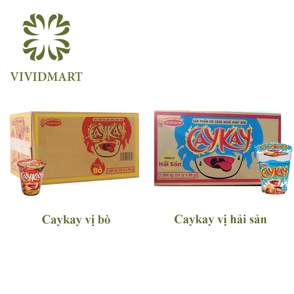 [Toàn quốc] [Thùng 24 ly] MÌ LY CAYKAY 2 VỊ: CAY BÒ, KAY HẢI SẢN – LY 66G – ACECOOK | BigBuy360 - bigbuy360.vn