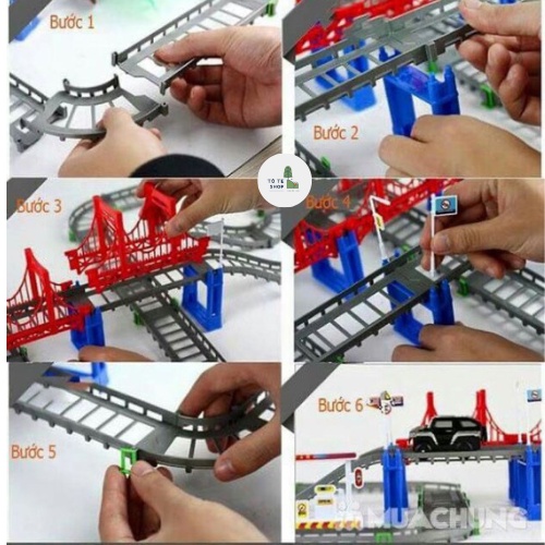 Bộ lắp ráp đường ray ô tô đồ chơi, gồm 88 chi tiết cho bé thảo sức sáng tạo.Lắp ghép đường ray xe địa hình