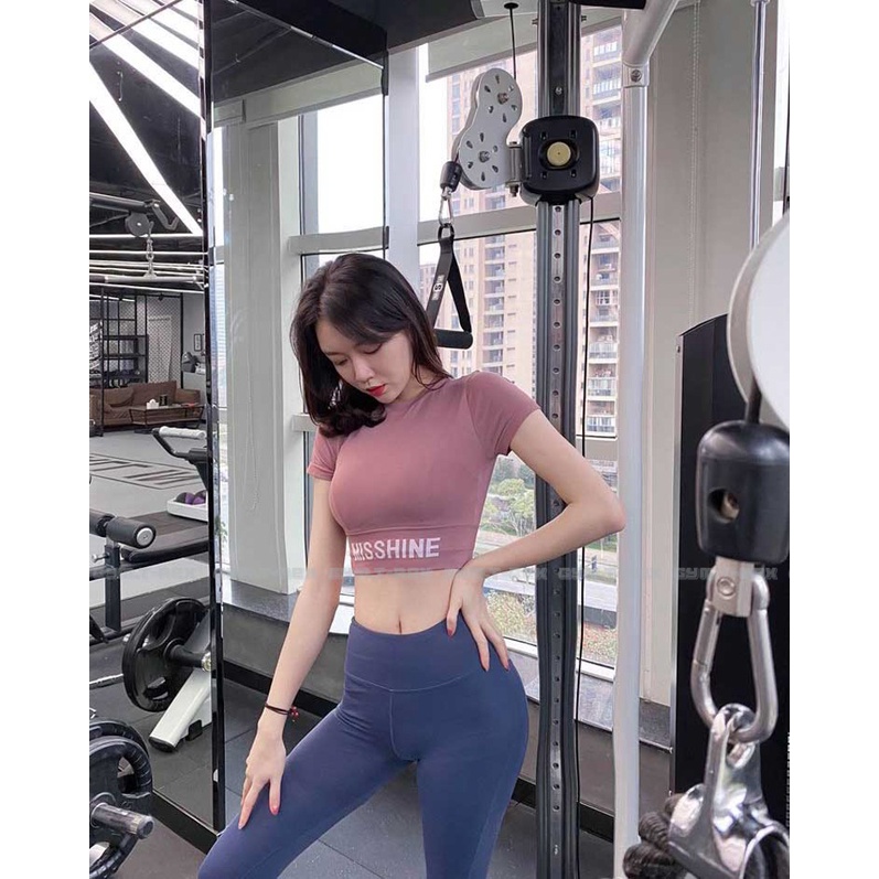 [người bán địa phương] Áo gym croptop nữ cộc tay T-Rex Shop SP173 - Áp gym nữ thun (Women T-Shirt,đồ tập quần áo gym,mẫu