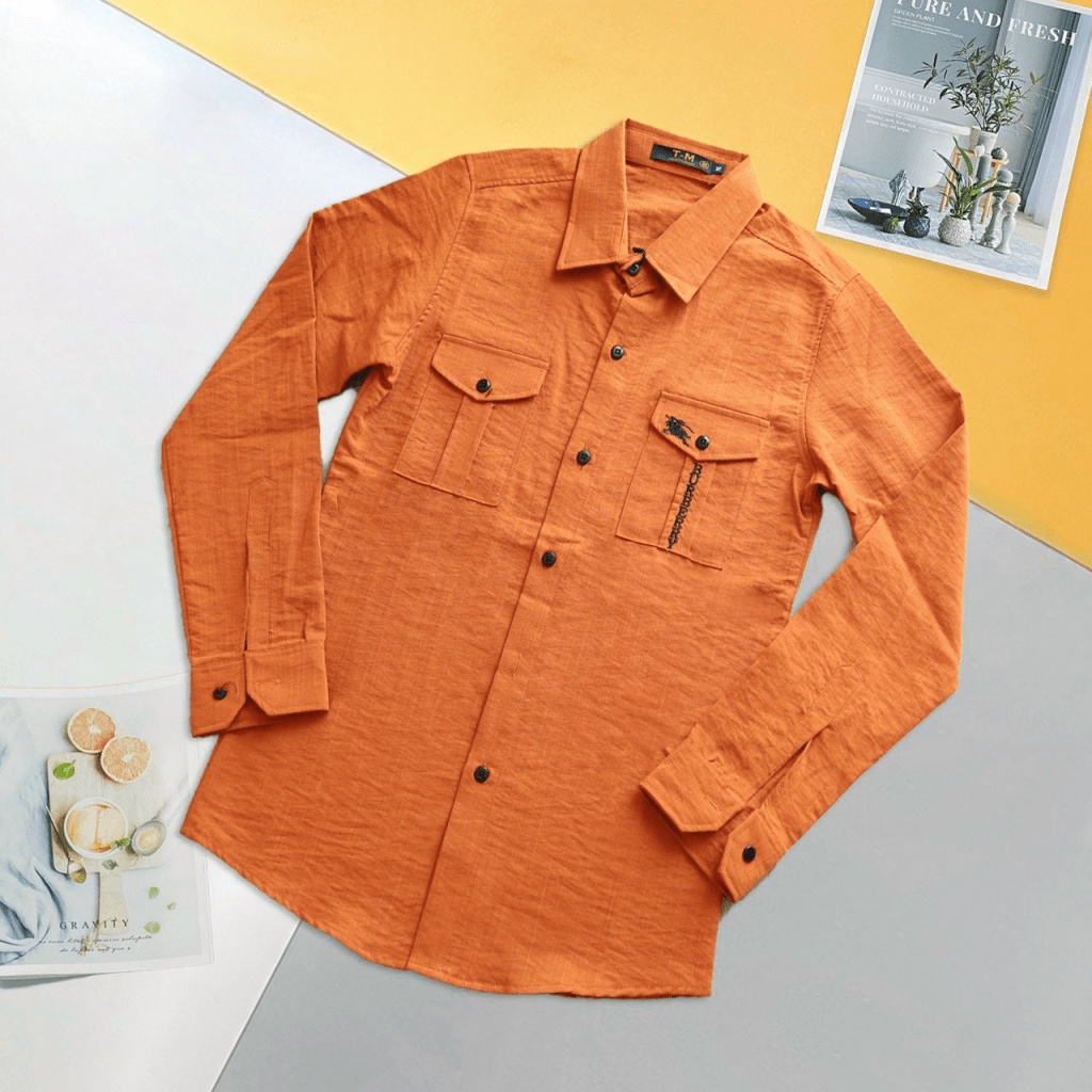 Áo Sơ mi Nam Cổ Bẻ Dài Tay Hai Túi Ngực Chất Đũi Mát Phù Hợp Đi Làm, Đi Chơi Mặc Thoải Mái [NEW UNISEX]