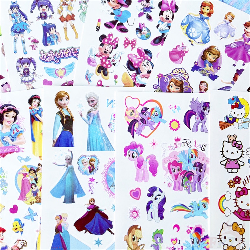 ✿ Miếng Dán Hình Xăm Tạm Thời Họa Tiết Hoạt Hình Dễ Thương ✿ Set 10 Tấm Hình Xăm Dán Chống Thấm Nước Độc Đáo