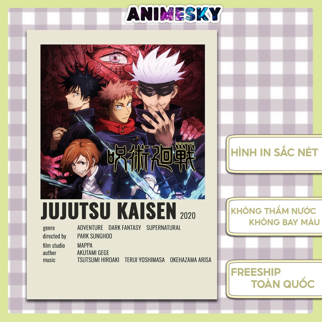 Poster thẻ tên Anime: Tokyo Revengers, Kimetsu no Yaiba, Jujutsu Kaisen, One Piece, Boku no Hero Academi,....