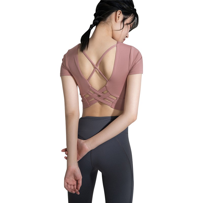 Áo Thun Thể Thao Tay Ngắn Có Đệm Ngực Thời Trang Cho Nữ