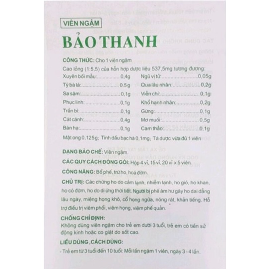 Viên Ngậm Bảo Thanh Bổ/ Hotexcol