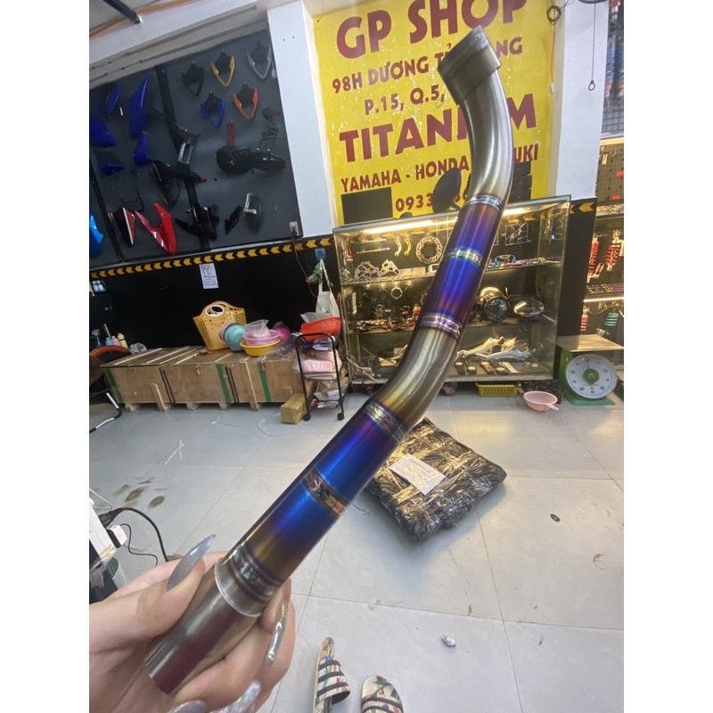Cổ pô titan xài lon tăng 2 khúc cho xe winner sonic satria raider exciter 150