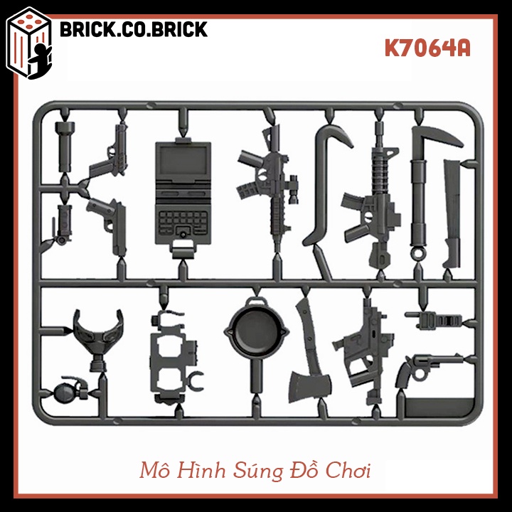 Đồ Chơi Phụ Kiện Army Súng Máy Cho Bé Mô Hình Lắp Ráp Quân Đội MOC K7064A
