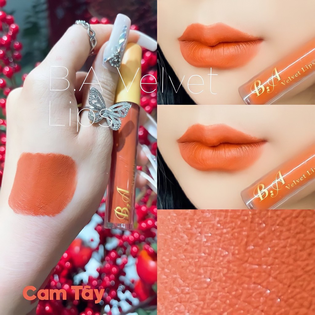 [04 Cam Tây] Son Kem Lì Nắp Vàng Cao Cấp B.A Màu Cam Tây | BigBuy360 - bigbuy360.vn