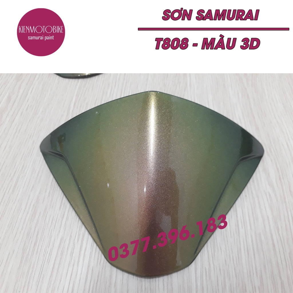 Sơn Samurai 3D vàng ánh xanh T808**** - chai sơn xịt chuyên dụng dành cho xe máy, ô tô