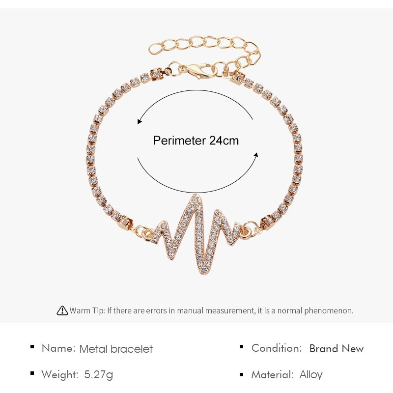 Vòng tay hình nhịp tim đính đá sang trọng cho nữ