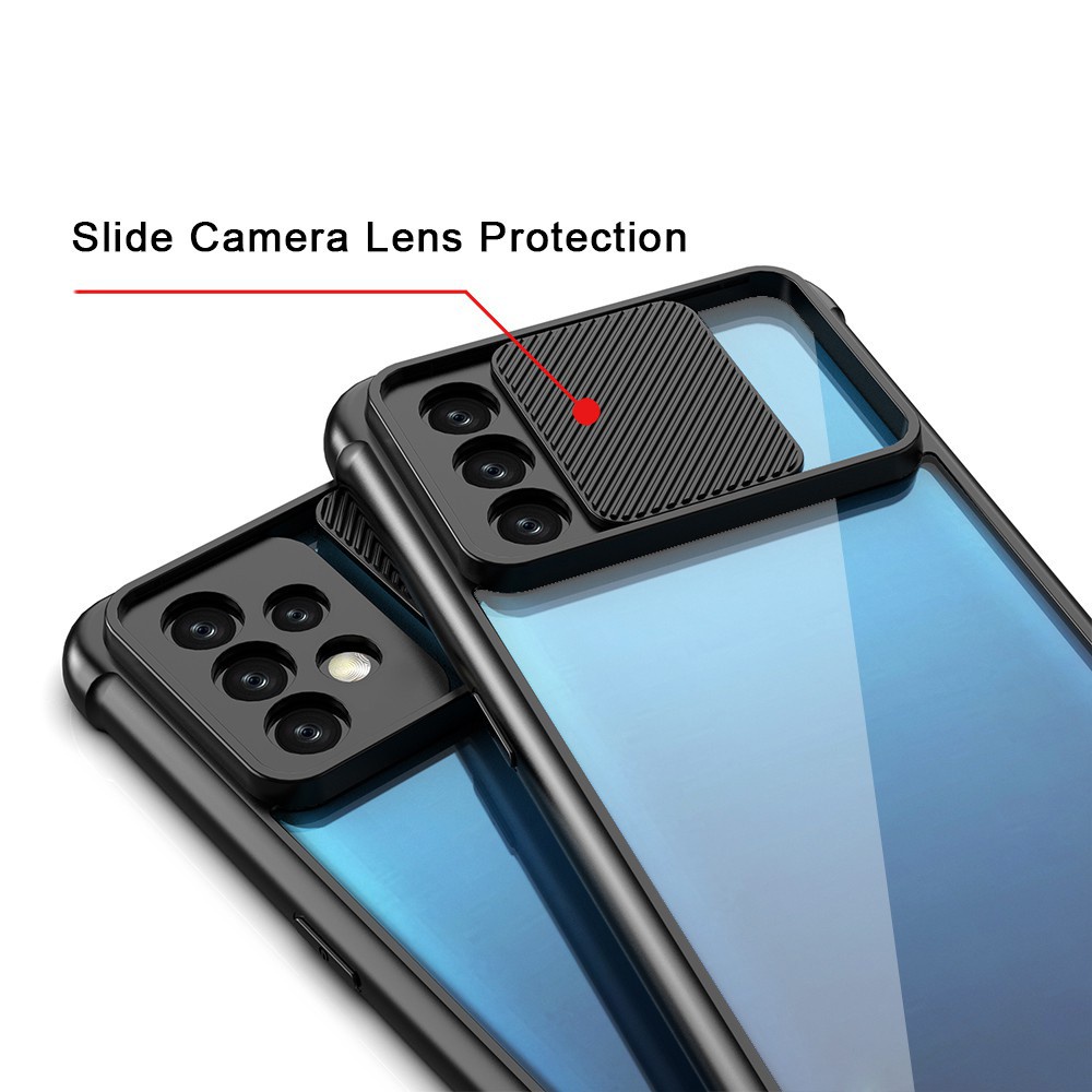 Ốp điện thoại trong suốt chống sốc có nắp trượt bảo vệ máy ảnh cho Samsung A72 A52 A52S A32 A22 A02S A03S A71 A51 4g 5g