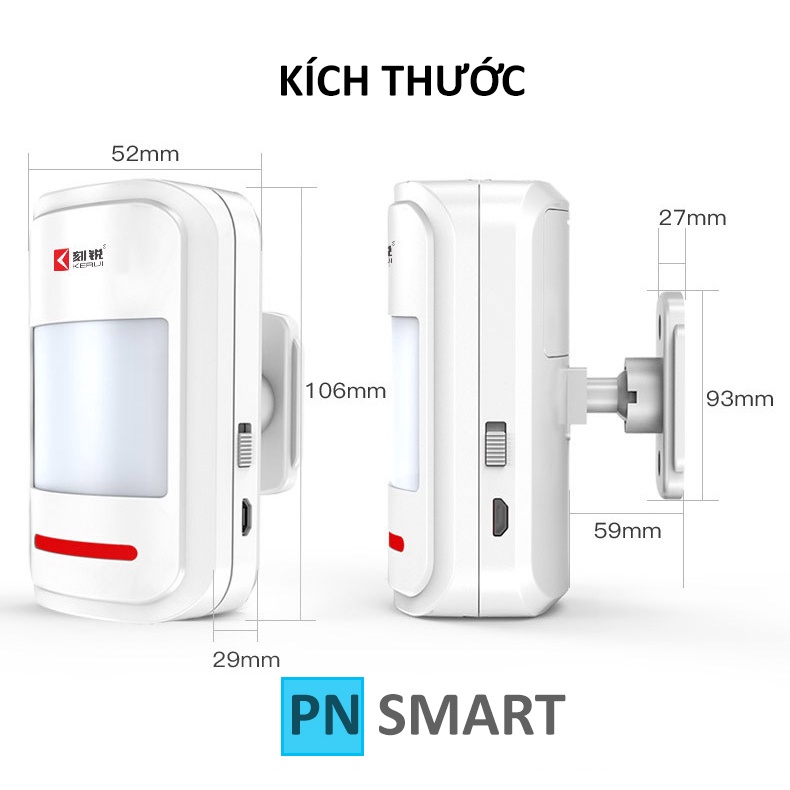 Cảm biến hồng ngoại Kerui phát sóng 433MHz kết hợp với bộ báo động chống trộm