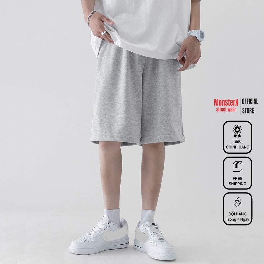 Quần Short Đùi Trơn unisex MONSTER X STREET Basic nam nữ thể thao oversize Hàn Quốc Ulzzang