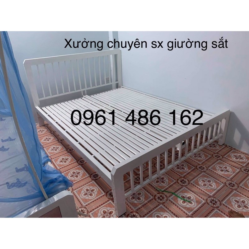 Giường Sắt khung hộp 4x8 cao cấp - Bảo hành 2 năm - freeship hcm (hình thật)