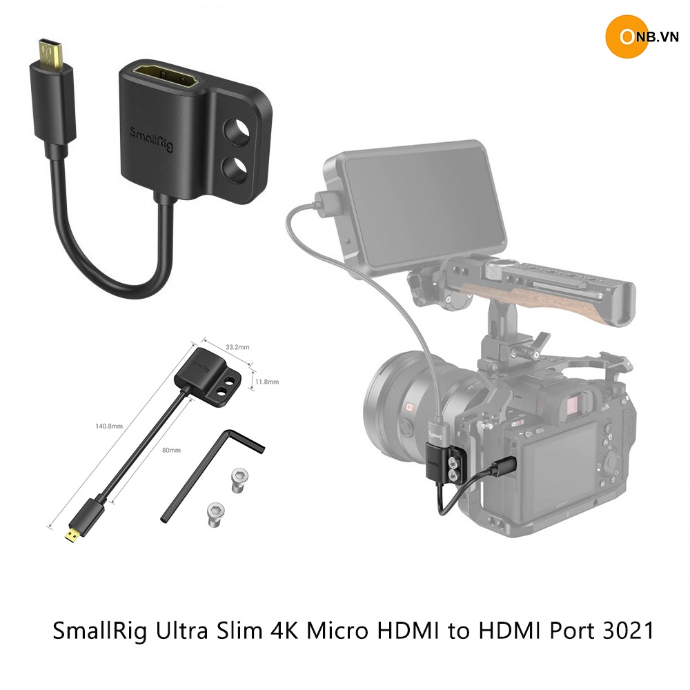 SmallRig Ultra Slim Dây chuyển tiền hiệu từ Micro HDMI sang HDMI chuẩn 4K code 3021