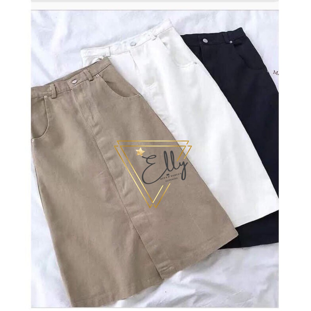 Chân váy Kaki khoá xẻ trước - Kaki chéo | BigBuy360 - bigbuy360.vn