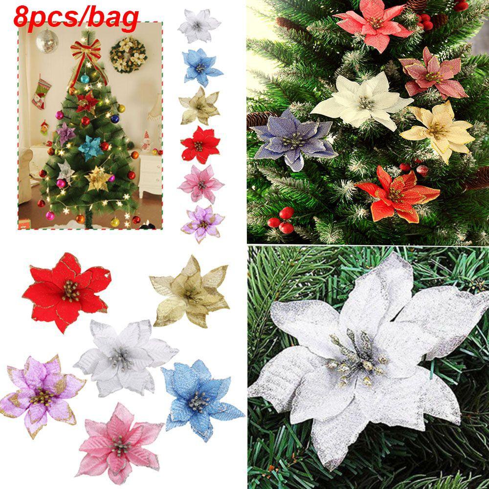 Set 8 Phụ Kiện Trang Trí Giáng Sinh / Đám Cưới Lấp Lánh 13cm DIY