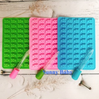 Khuôn silicon làm kẹo chíp chíp hình gấu kèm ống bơm