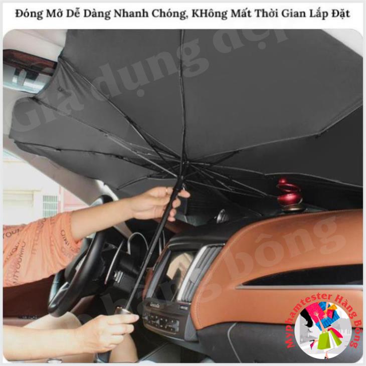 (HÀNG ĐẸP) Dù Che Nắng Ô Tô Cao Cấp, Dù Che Kính Lái Xe Hơi (Tặng BAO DA) - Chống Nắng, Bảo Vệ Nội Thất