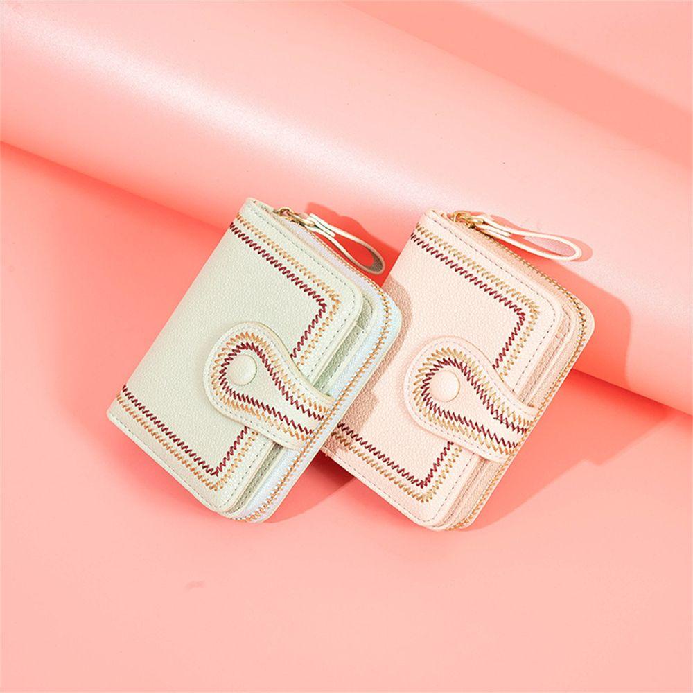 EBINLANDS Ví Da Dáng Ngắn Có Khóa Kéo Thời Trang Cho Nữ