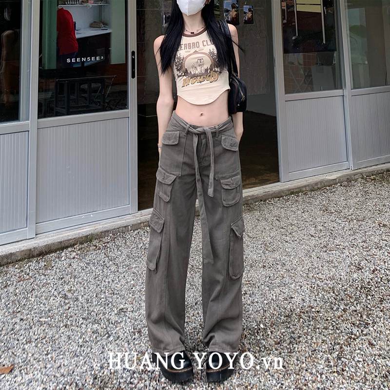 Quần Dài Lưng Cao Dáng Rộng Chất Liệu cotton Phong Cách Thời Trang Hàn Quốc 2022