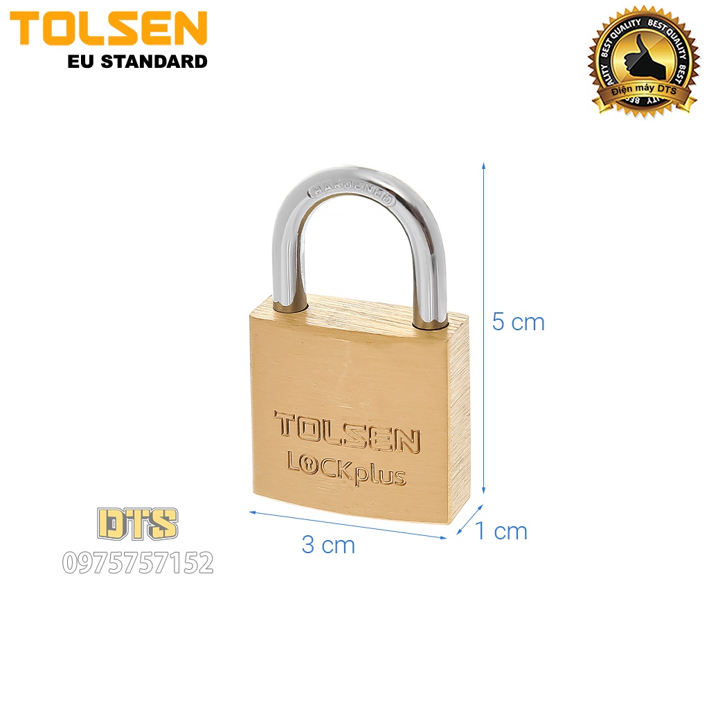 Ổ khoá treo đồng bấm công nghiệp size 30mm TOLSEN, khoá bấm khoá vali siêu cứng chống cắt - Tiêu chuẩn xuất khẩu châu Âu