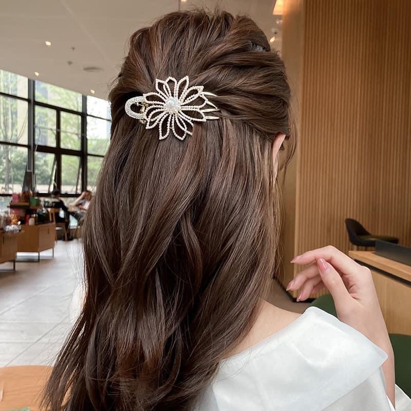 Kẹp Tóc Mỏ Vịt Đính Đá Và Hạt Ngọc Hot Hit Mới Nhất Phong Cách Hàn Quốc