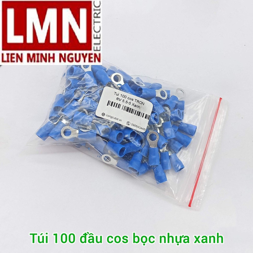 Đầu cos tròn bọc nhựa bấm đầu dây điện loại 1~6mm2 đồng thao