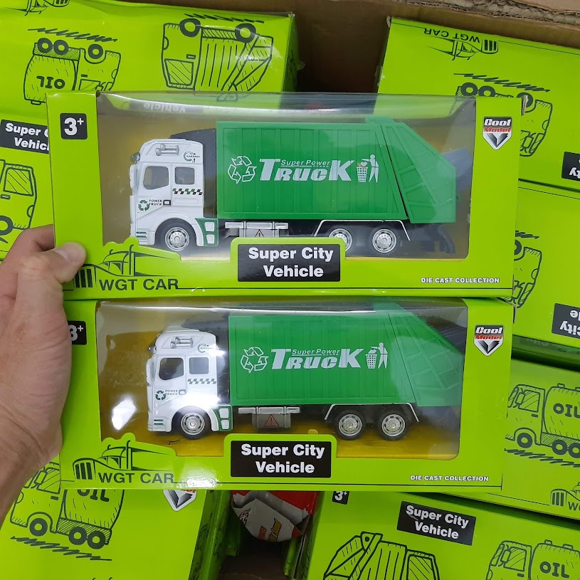 Xe ô tô chở rác đồ chơi trẻ em tỉ lệ 1:48 chạy cót đầu xe b