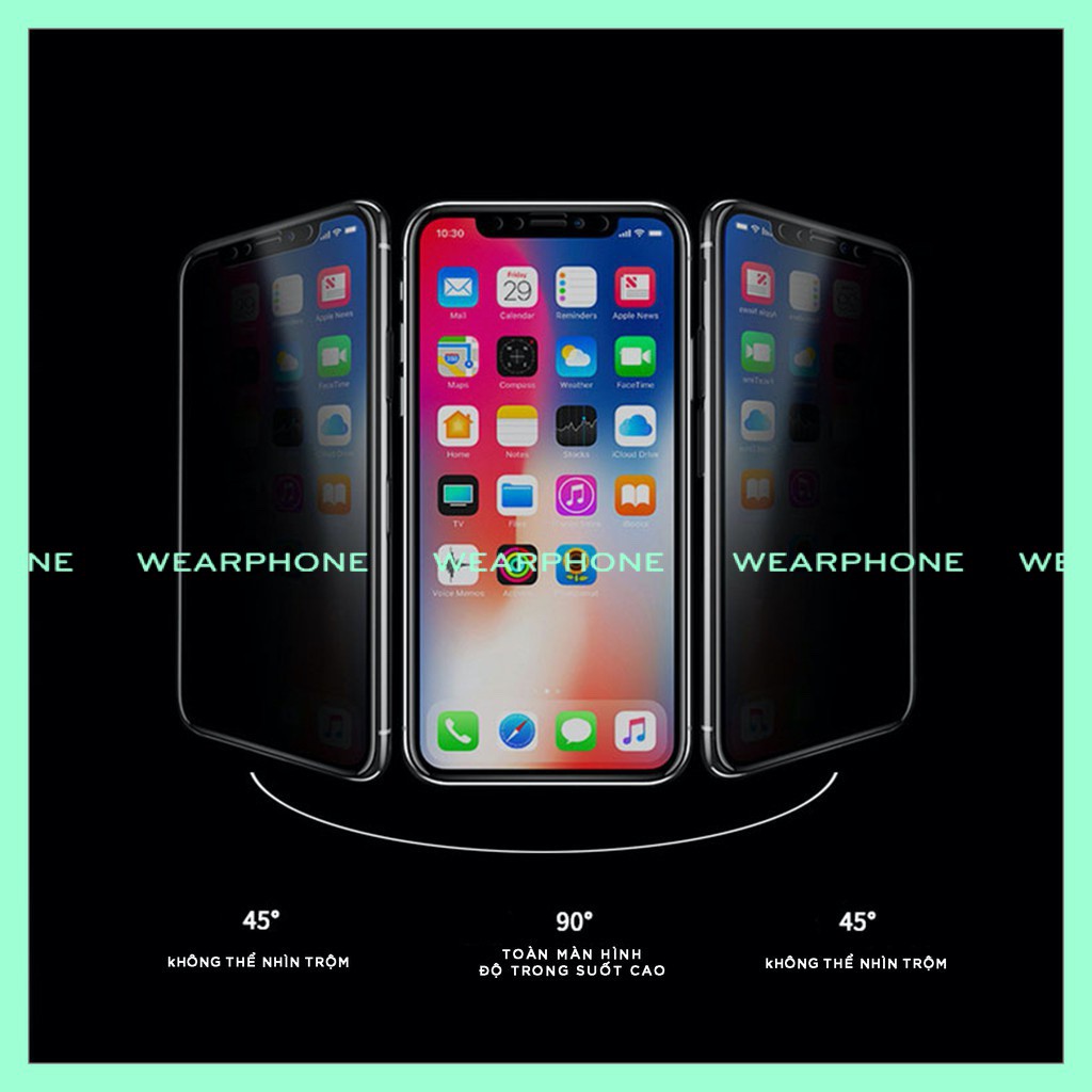 Kính cường lực chống nhìn trộm 12/13ProMax/12Pro/6/6s plus/6/SE/7plus/8/8plus/x/xs/xs max/11/11 pro/11 promax wearphone