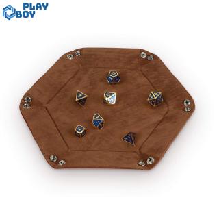 Solid Color Hexagonal Dice Tray Folding PU Storage Box for Table Games