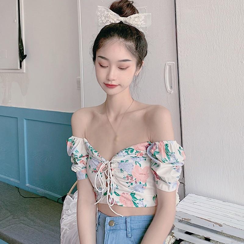 Áo Kiểu Thời Trang Tay Ngắn Cổ Chữ V Phong Cách Hàn Quốc Gợi Cảm Cho Nữ