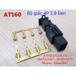 Bộ giắc nhựa 4 lỗ 4P 2.8 màu ĐEN - AT160 ( 1 bịch 10 bộ)