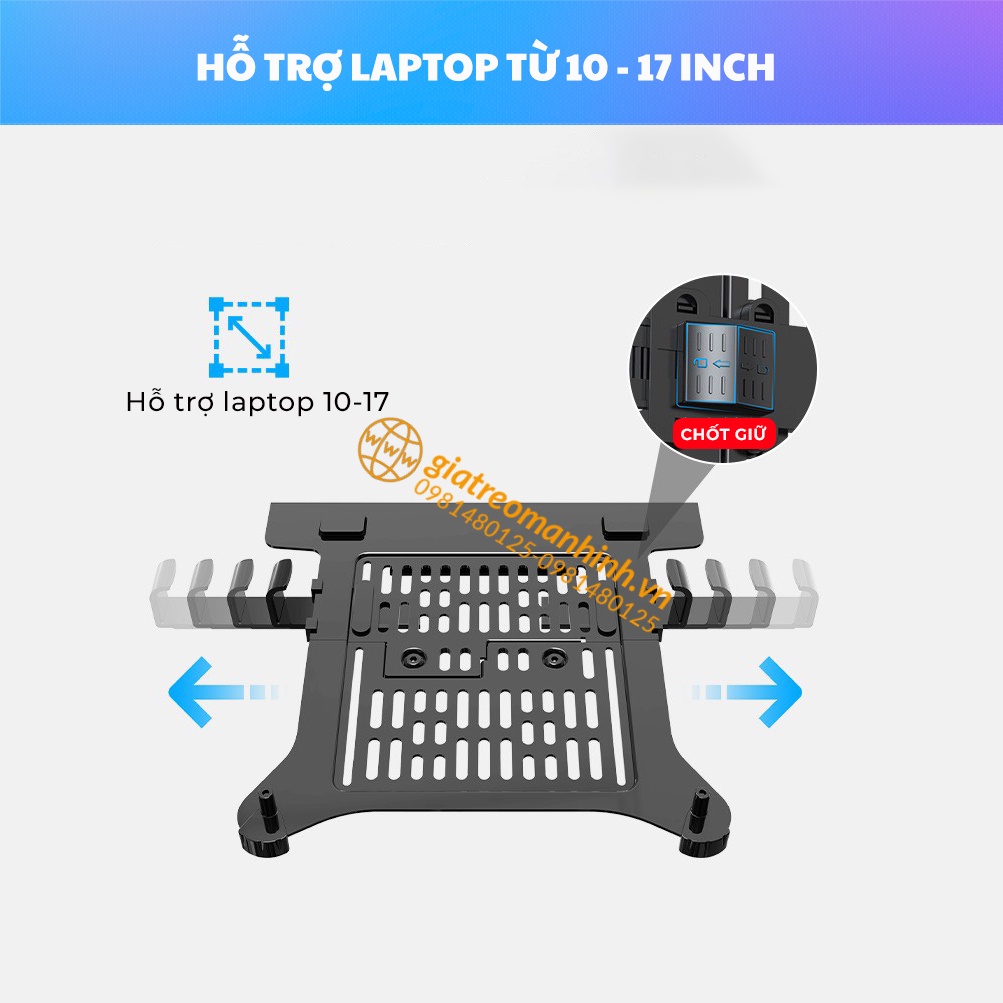 Giá Treo Màn Hình NB-F160 17 - 27 Inch Kèm Kẹp Đỡ Laptop FP2 Chính Hãng NB - Combo Sản Phẩm