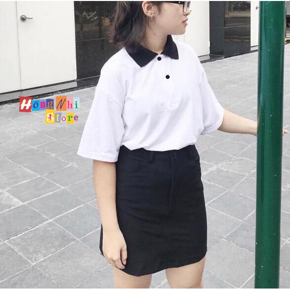 ÁO THUN POLO PHỐI CỔ TAY LỠ MÀU TRẮNG - ÁO POLO MIX UNISEX WHITE - MM