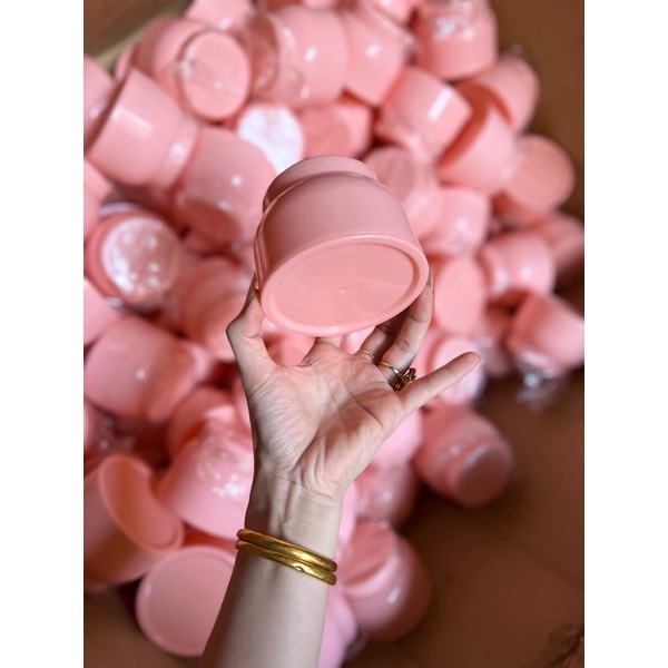 hủ nhựa đựng kem 150g hình bầu tròn màu hồng phấn