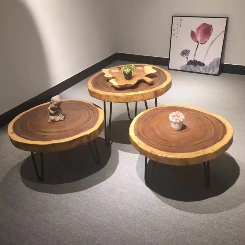 Bộ bàn ghế cafe me tây bàn tròn cao cấp k sâu lỗi, kích thước 60x62cm dày 5cm thanh lý giá rẻ