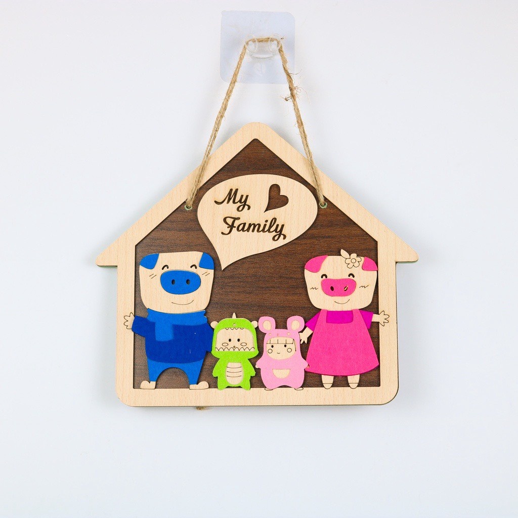 Bảng gỗ Gia đình bơ, heo, cà rốt, gấu,...  - Bảng gỗ treo tường, trang trí nhà cửa