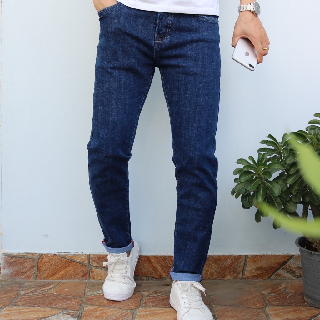 Quần Jean Nam Xanh Nhạt Cao Cấp Không Ra Màu Chất Bò Jeans Dày Co Giãn Tốt Dáng Slimfit _X091