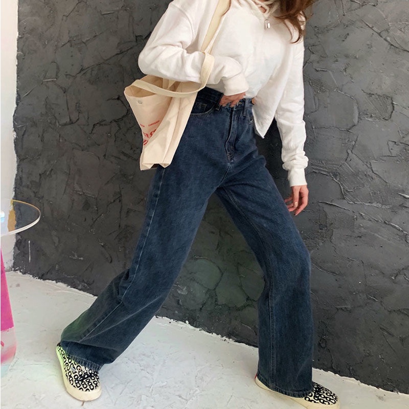 Quần Jean Nữ Lưng Cao Ống Rộng Thời Trang Hàn Quốc