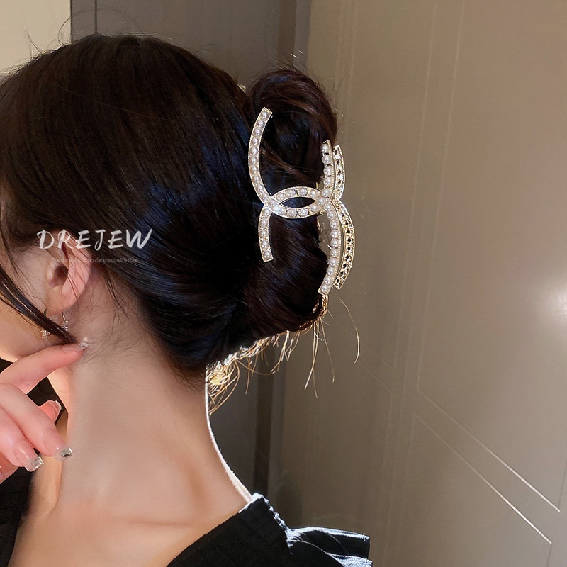 DREJEW Kẹp tóc đính ngọc trai và kim cương giả sang trọng phong cách Hàn Quốc