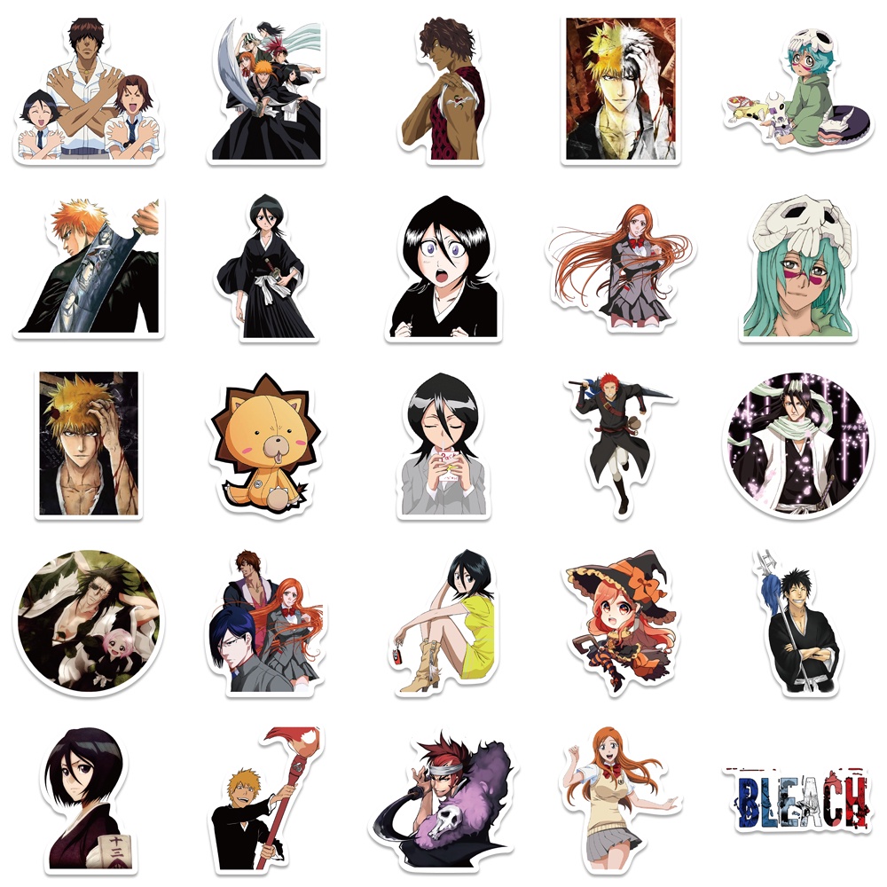 50 cái / lốc bleach stickers nhật bản anime stickers cho máy tính xách tay tủ lạnh hành lý xe máy điện thoại skateboard kids toys
