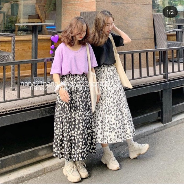 Chân váy hoa nhí vintage dập ly Ulzzang 🌸 CV6622 Hàng Quảng Châu | BigBuy360 - bigbuy360.vn